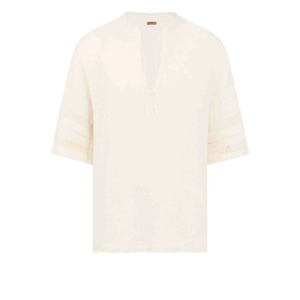 Caravana Ekab Oversized Frayed Cotton‑Gauze Tunic (Natural / S–M - one size)
